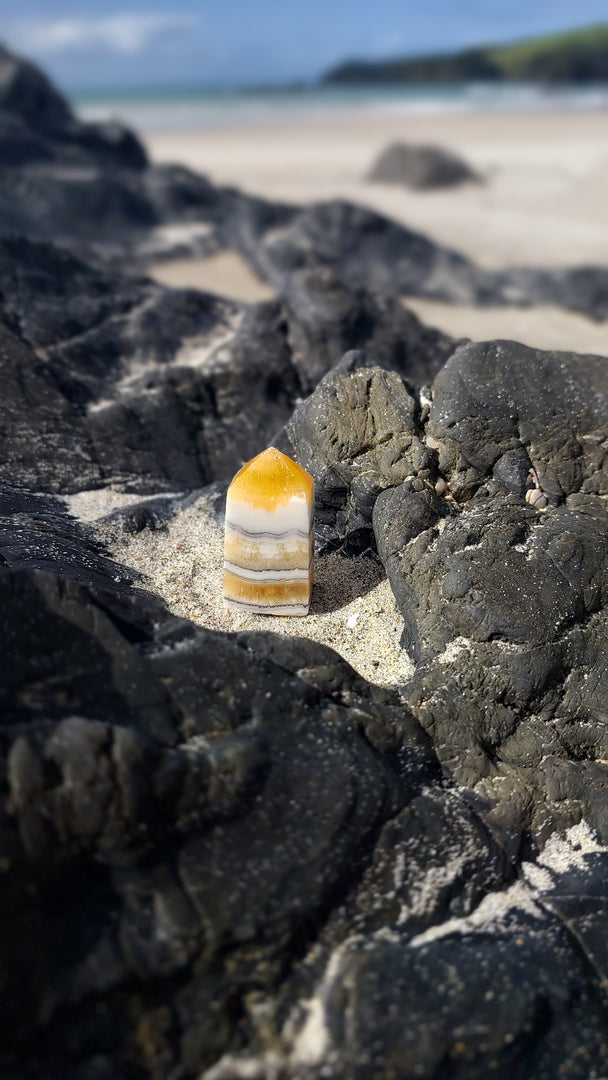 Banded Orange Calcite point A